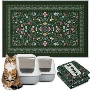 Cat Litter Mat, 2PCS 33"x22" Washable Litters Box Mats Non-Slip &Waterproof Cat